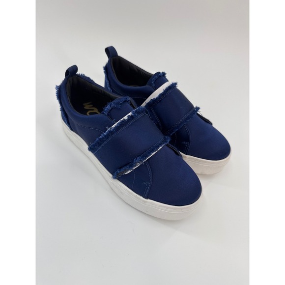 Sam Edelman Shoes - Sam Edelman Navy Blue Canvas Slip On Shoes, Frayed Trim Women US 6 EUR 36 NEW